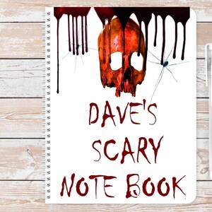 Personalised Horror A5 notebook Contains 60 sheets (120 pages) of lined or blank 100% recycled paper Eco friendly. bio-degradable ideal gift