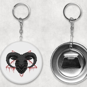 Satanic Image Bottle Opener Keyring. Great Halloween gift birthday idea Present for him her son daughter uncle auntie dad mum Gothic Horror
