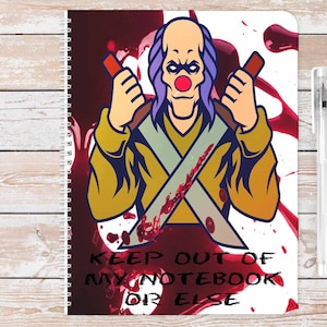 Humorous Horror A5 notebook. Contains 60 sheets (120 pages) of lined or blank 100% recycled paper. Eco friendly. bio-degradable. Ideal gift