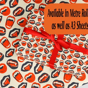 Vampire Mouth Bloody Fangs design Wrapping Paper. Eco friendly thick quality gift wrap paper for Birthday Valentine & Xmas presents.