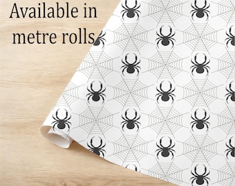 Spider Web Wrapping Paper, Black White Halloween Gothic Gift Wrap