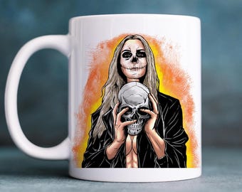 Gothic Schädel-Kaffeetasse, Alt Skeleton Woman Cup, Dark Fantasy Art Keramikbecher