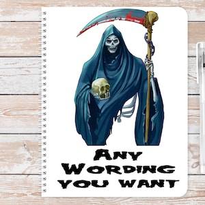 Grim Reaper Horror A5 notebook Contains 60 sheets of lined or blank 100% recycled paper Eco friendly bio-degradable Ideal gift 4 Horror fan