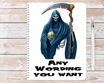 Grim Reaper Horror A5 notebook Contains 60 sheets of lined or blank 100% recycled paper Eco friendly bio-degradable Ideal gift 4 Horror fan