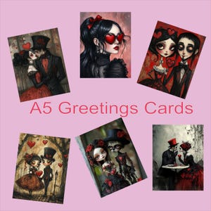 Biglietti di auguri colorati horror gotici, insolito biglietto di auguri per San Valentino, compleanno, anniversario, ecologico, artistico, scheletro, vampiro, coppie gotiche