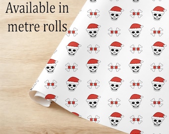 Skull Santa Hats Christmas Wrapping Paper, Eco Friendly Gift Wrap