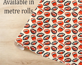 Vampire Mouth Bloody Fangs design Wrapping Paper. Eco friendly thick quality gift wrap paper for Birthday Valentine & Xmas presents.