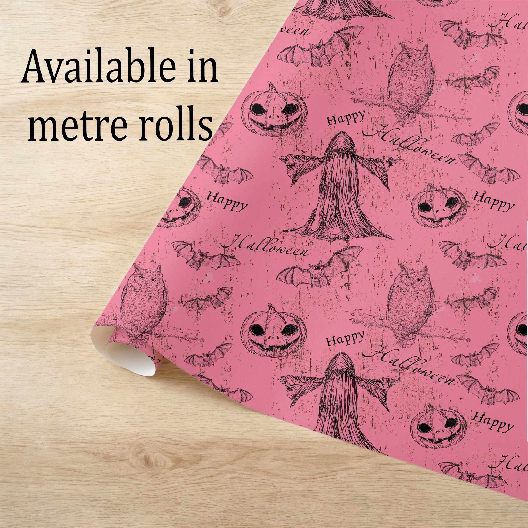 Pink Happy Halloween Wrapping Paper Pumpkin Owl design Eco friendly thick quality gift wrap paper Pe