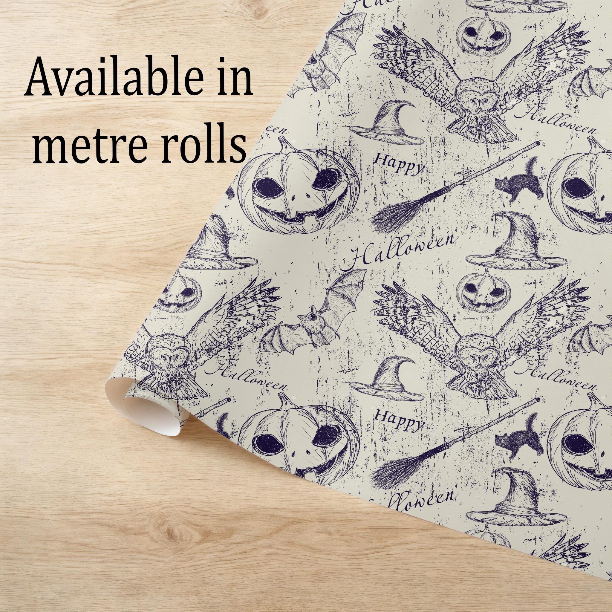 Happy Halloween Wrapping Paper, Pumpkin Owl design. Eco friendly thick quality gift wrap paper. Perf