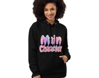 Main Character Unisex Hoodie, Fun Unisex Cotton Sweater for Adults, 3D Dip Design, Bright Sweatshirt with Fun Hipster Design, Organic Cotton