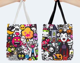 Kawaii Tote Bag | Halloween, Shoulder Bag, School Bag, Teacher Gift, 17 Inch Laptop Bag,Teacher Appreciation Gift,Cute Tote Bag,Gift For Her