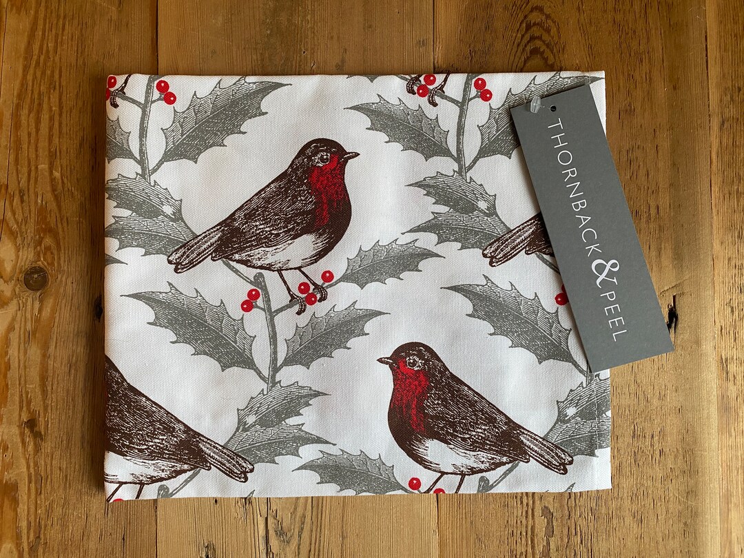 Thornback Peel 'robin and Holly' Tea Towel UK