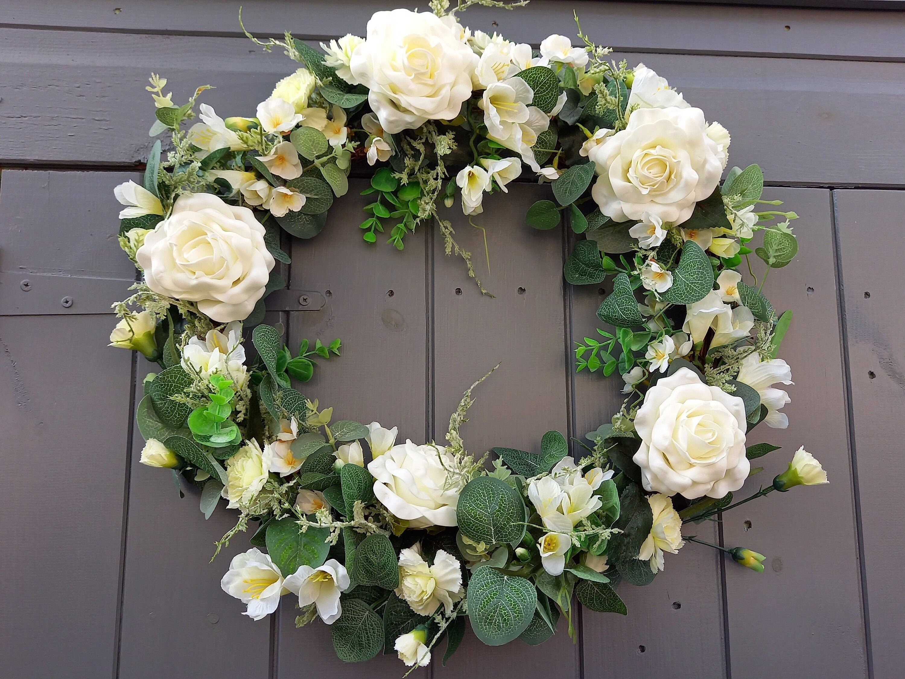 Ivory wreath. Beautiful artificial flower Wreath Door/Wall Etsy