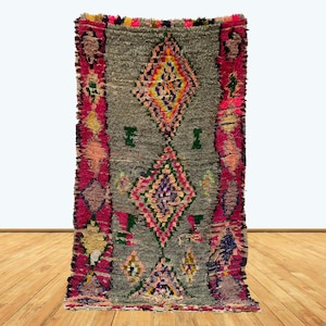 7x3 Moroccan Woven Vintage Runner Rug.