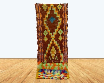 3 x 7 フィートのウールの手織りモロッコ製ラグ ランナー。 - Etsy 日本