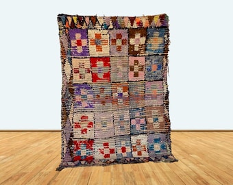 3x5 ft small Moroccan vintage rug, colored area rug.
