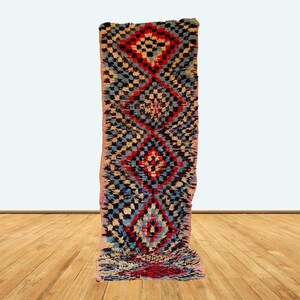 2x10 narrow long vintage Moroccan rug runner.