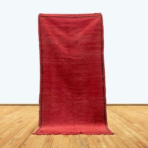 7x3 Feet Red solid Berber Moroccan Rug.