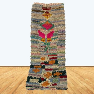 Berber boucherouite Moroccan runner rug.