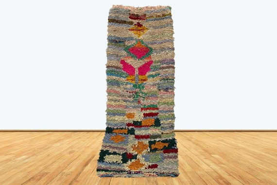 6x2 Moroccan Boucherouite Tribal Runner Rugs.