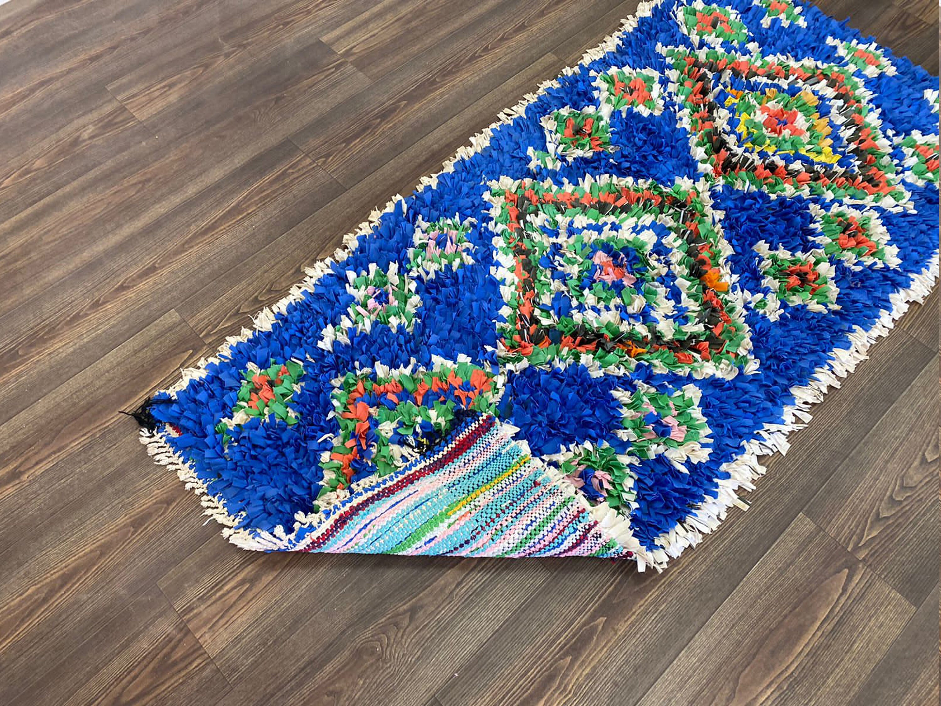 3x5 モロッコ ブルー ブシュロイット ヴィンテージ ラグ。 - Etsy 日本