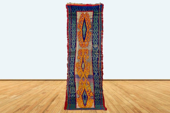 7x2 モロッコの手織りのカラフルなランナーラグ。 - Etsy 日本