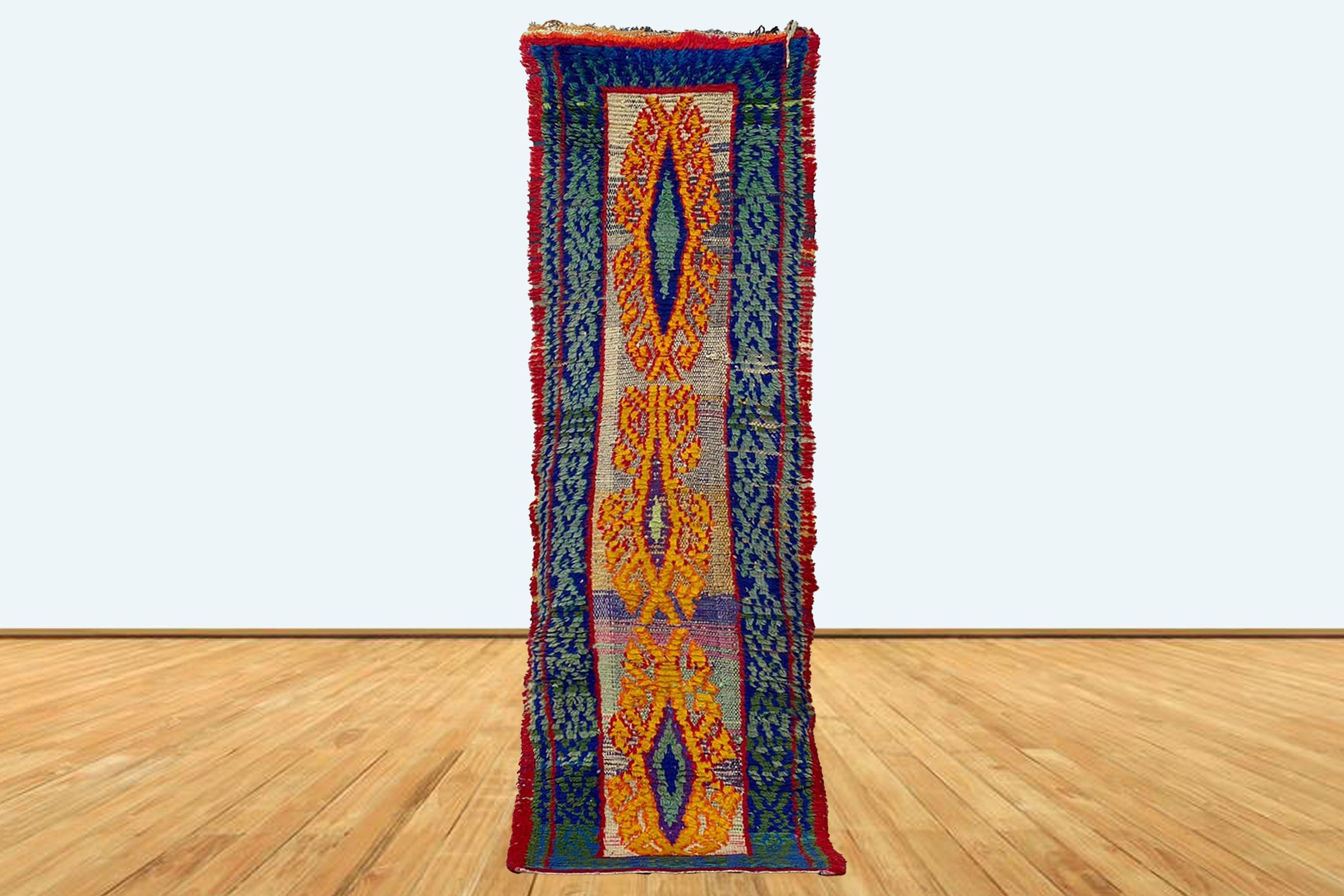 トライバルラグ　ウズベキスタン産　ランナー 7x2 モロッコの手織りのカラフルなランナーラグ。 - Etsy 日本