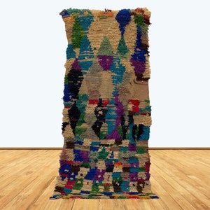 3x6 ft Vintage Colorful Moroccan Area Rug.