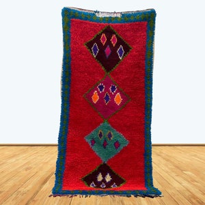 6x3 Feet Moroccan Vintage Tribal Red Runner Rug,