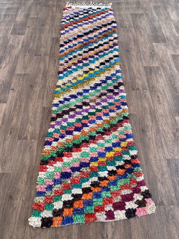 Vintage Boucherouite Teppich Läufer Azilal 2x2 Meter