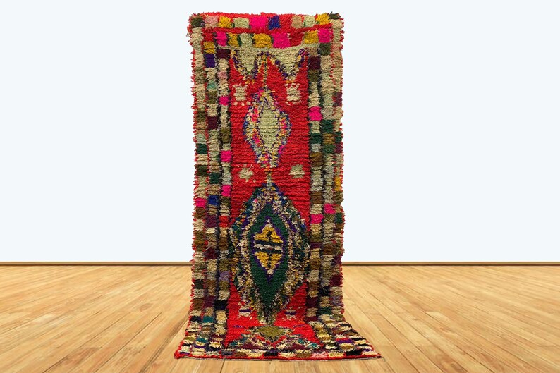 colorful moroccan vintage berber runner rug.