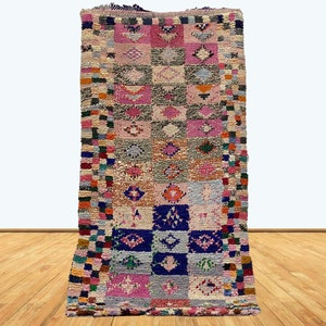 Abstract boucherouite Moroccan rug.