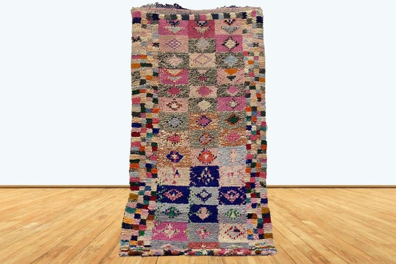 3x6 Boucherouite Moroccan Colorful Area Rug.
