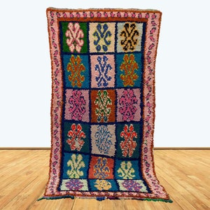 6X3 Feet Vintage Moroccan Boucherouite Runner Rug.