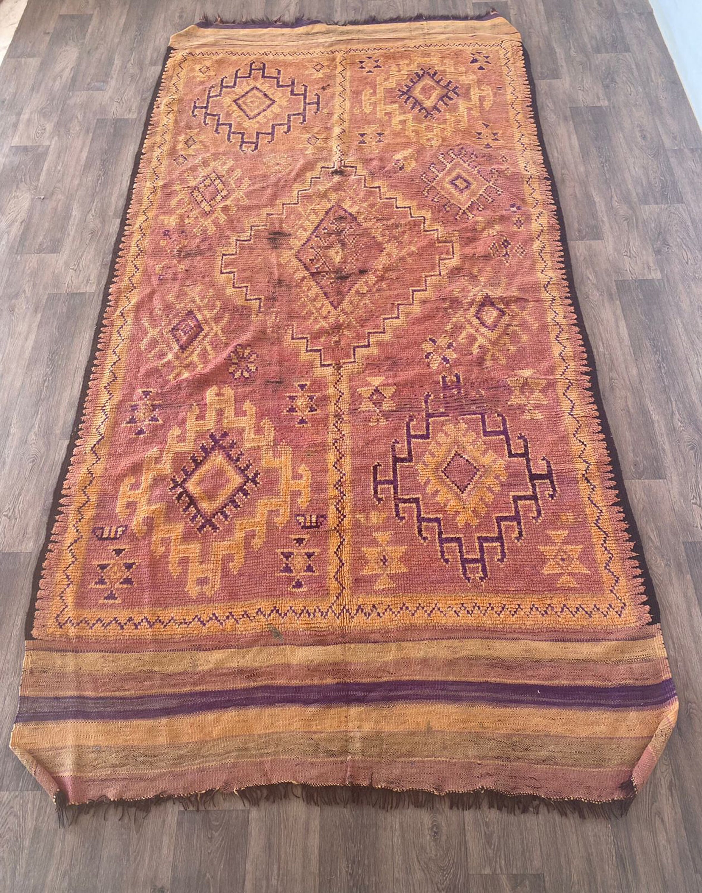 11x5 大型ヴィンテージ ボヘミアン モロッコ ラグ。 - Etsy 日本