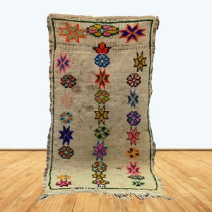 2x4 ft Moroccan Berber Wool Azilal rug.