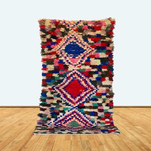 3x6 Moroccan vintage runner rug, colorful Berber rug.