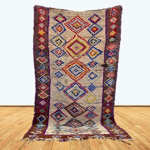 7x4 Feet Vintage Moroccan Azilal Area Rug.
