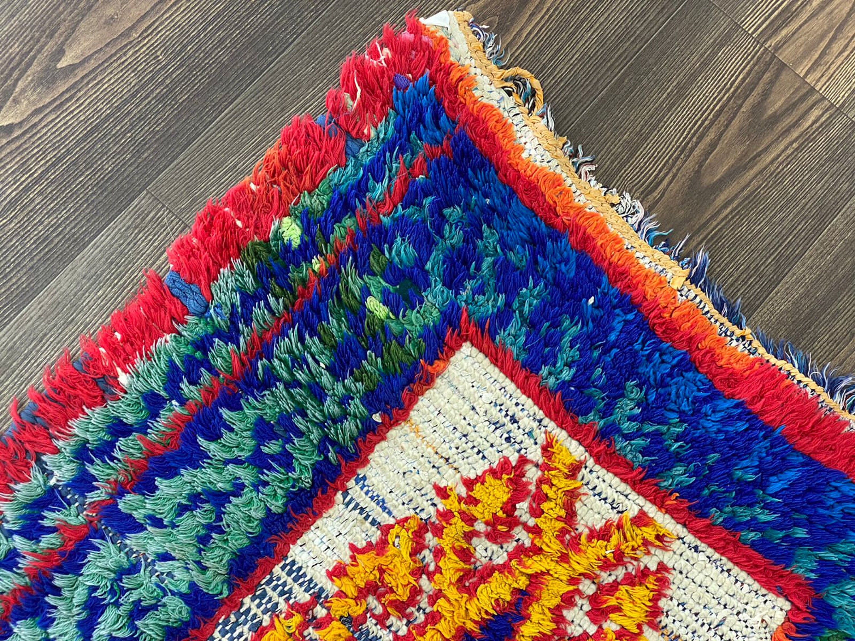 7x2 モロッコの手織りのカラフルなランナーラグ。 - Etsy 日本