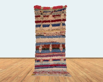 Moroccan Woven Boucherouite Rug Runner 3x8 FT.