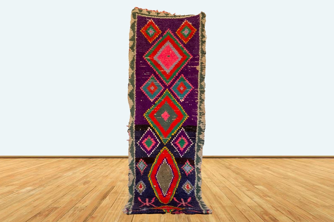 2x7 モロッコの手織り部族ダイヤモンド ラグ ランナー。 - Etsy 日本