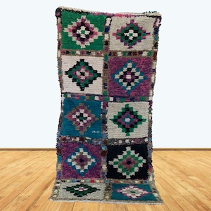 6x3 Feet Vintage Moroccan Colorful Area Rug.