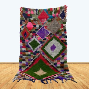 6x3 Feet Vintage Moroccan Azilal woven Rug.