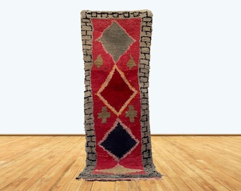 3x8 Moroccan Handwoven Vintage Rug Runner.