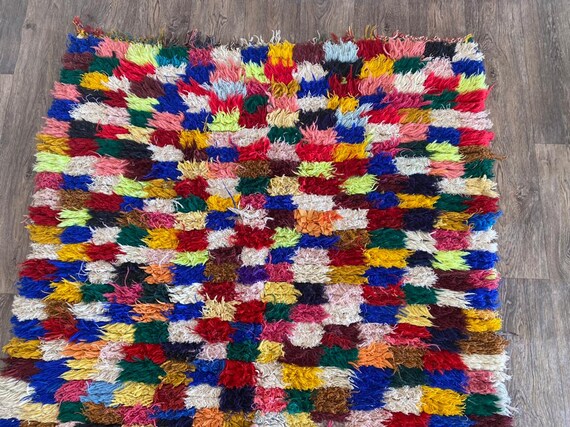 【新品★モロッコ製ハンドメイドカラフルラグ】 No.10 新品☆モロッコ製ハンドメイドカラフルラグ】 No.10
