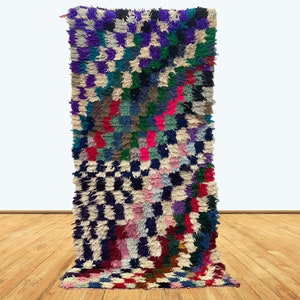 3x6 Feet Colorful Moroccan Vintage Runner Rug.
