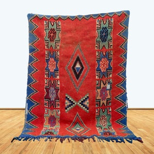 6x4 Feet Colorful Area Rug, Vintage wool Rug, Woven Berber Rug, Floor Area Rug, Old Berber carpet Area Rug.