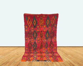 Tapis Marocain Vintage Fait Main 6,1x9,6 Ft – Berbère Wool Authentique – Déco Boho Chic