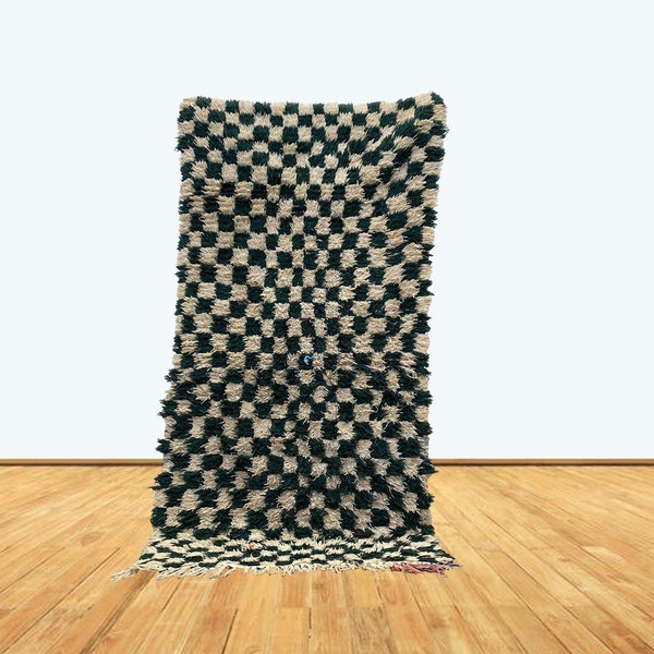 Small Green Checkered Rug Etsy
