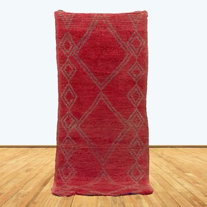 6.5x2.7 Feet Vintage Moroccan Red Runner Rug.